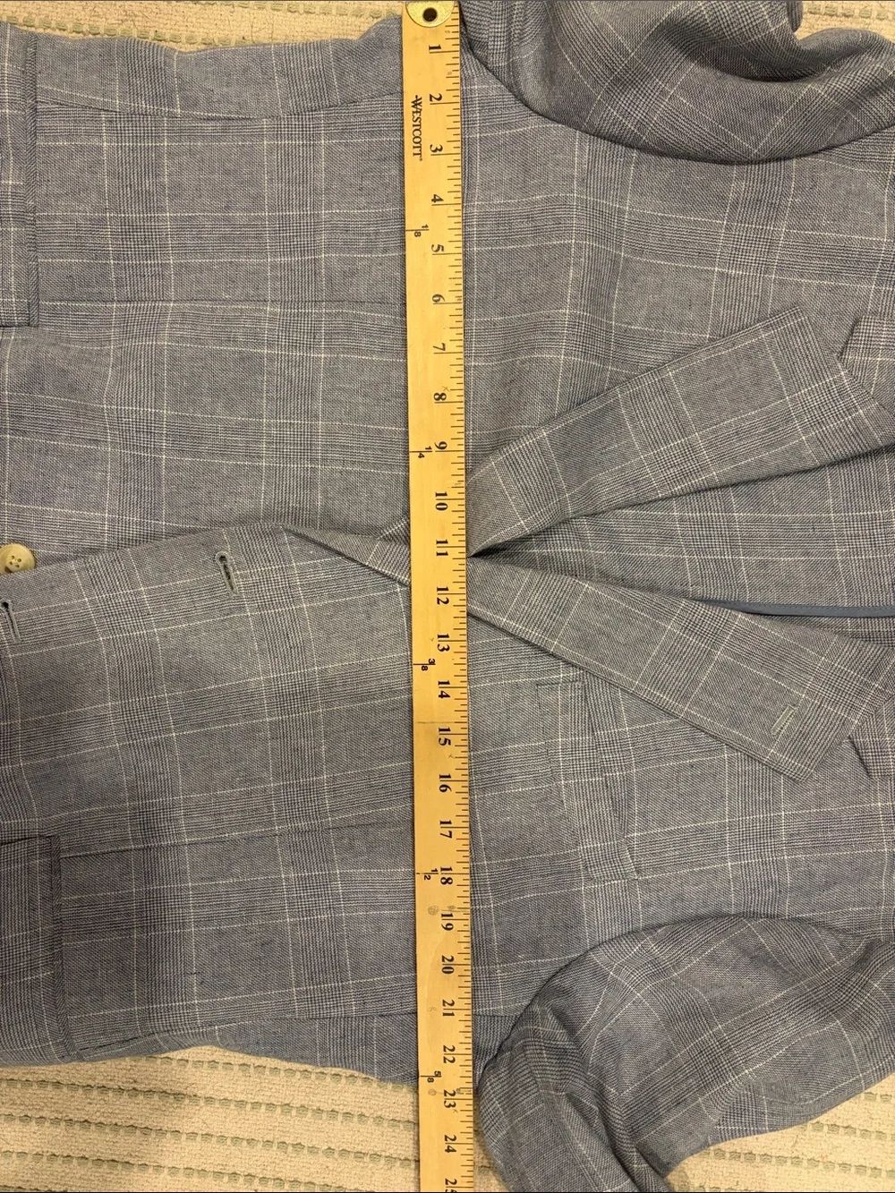 Banana Republic Linen Blend Grey/Blue/White Window Pane Suit